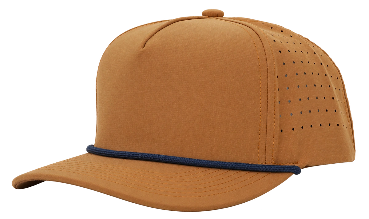Back 9 in Jones Back 9 in Cowboy with navy rope — slightly curved bill, angled product photo