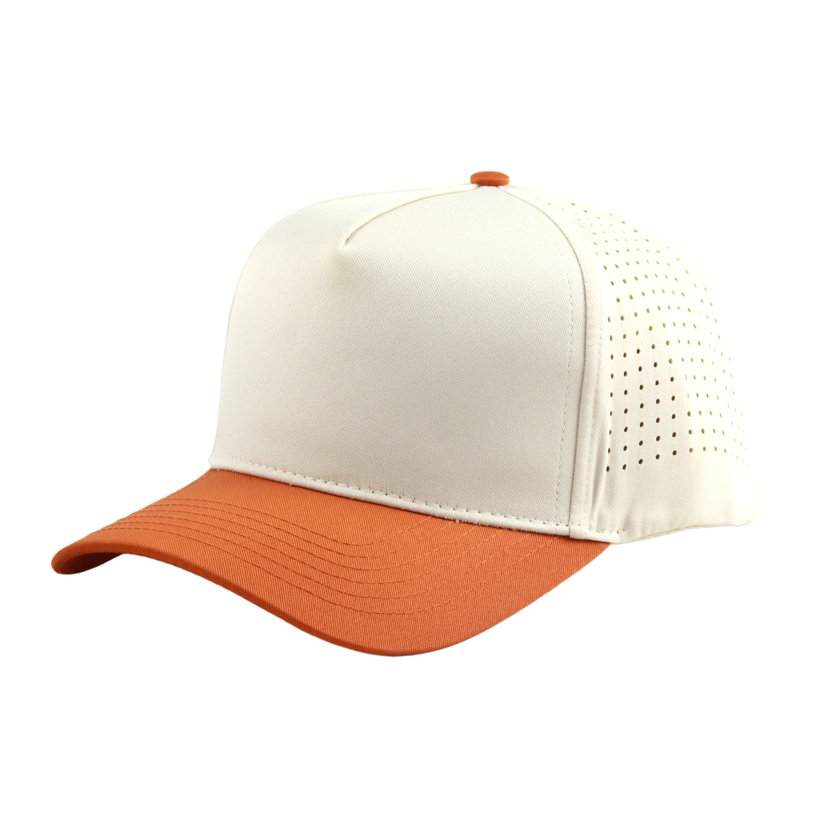 Fairway Snapback in Jones Fairway in Cream and Buck — curved bill, angled product photo