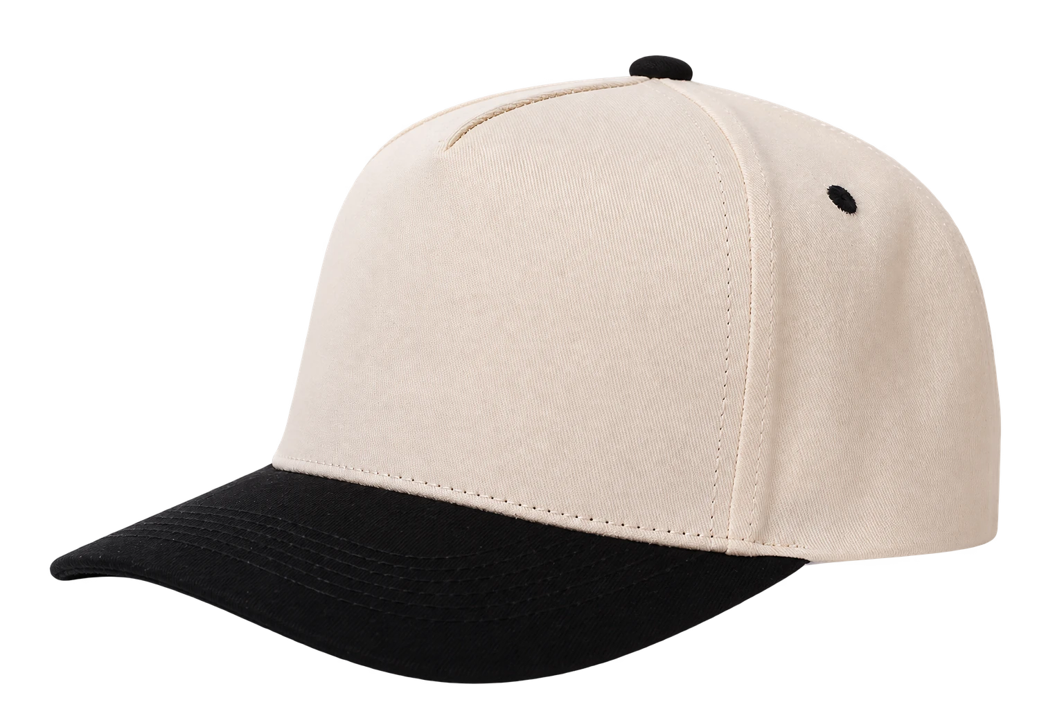 Set the Tone Snapback in Set the Tone Snapback — cream crown and black brim, angled product photo